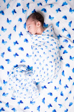 Load image into Gallery viewer, Blue Butterfly Organic Swaddle