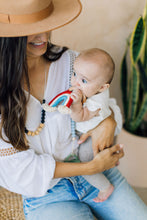 Load image into Gallery viewer, Rainbow Macrame Teether- Brick + Blue
